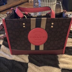 Coach Brown and pink Signature Tote Bag and wallet set
